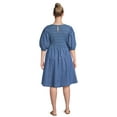 thumbnail image 3 of Terra & Sky Women's Plus Smocked Dress with Puff Sleeves, 3 of 5