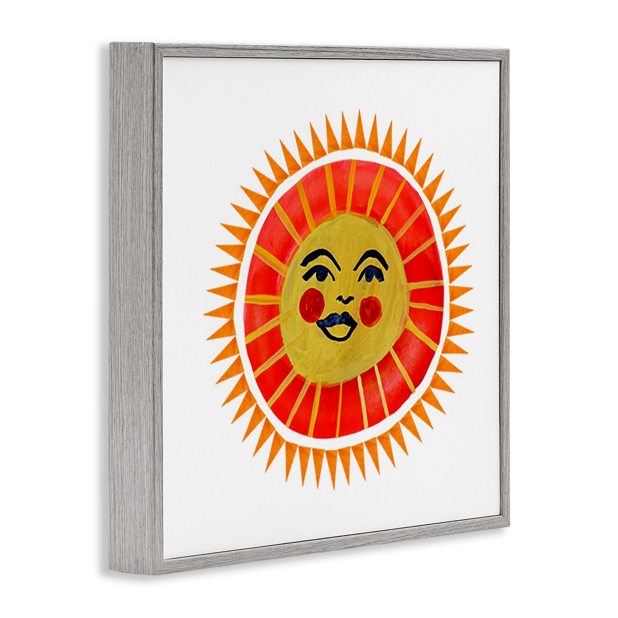 Stupell Industries Cheerful Boho Sun Gray Framed Giclee Art, design by Katherine Herrell Studio