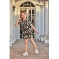 thumbnail image 3 of Arshiner Toddler Girls Leopard Outfits Summer Short Sets Short Sleeve Shirt Roundneck Tops and Ruffle Hem Shorts 2 Piece Sets, 3 of 8