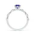 thumbnail image 2 of Angara Natural 0.9 Ct. Tanzanite with Diamond Side Stone Ring in 14K White Gold for Women (Ring Size: 3), 2 of 9