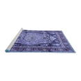 thumbnail image 2 of Ahgly Company Machine Washable Indoor Round Medallion Blue Traditional Area Rugs, 3' Round, 2 of 4