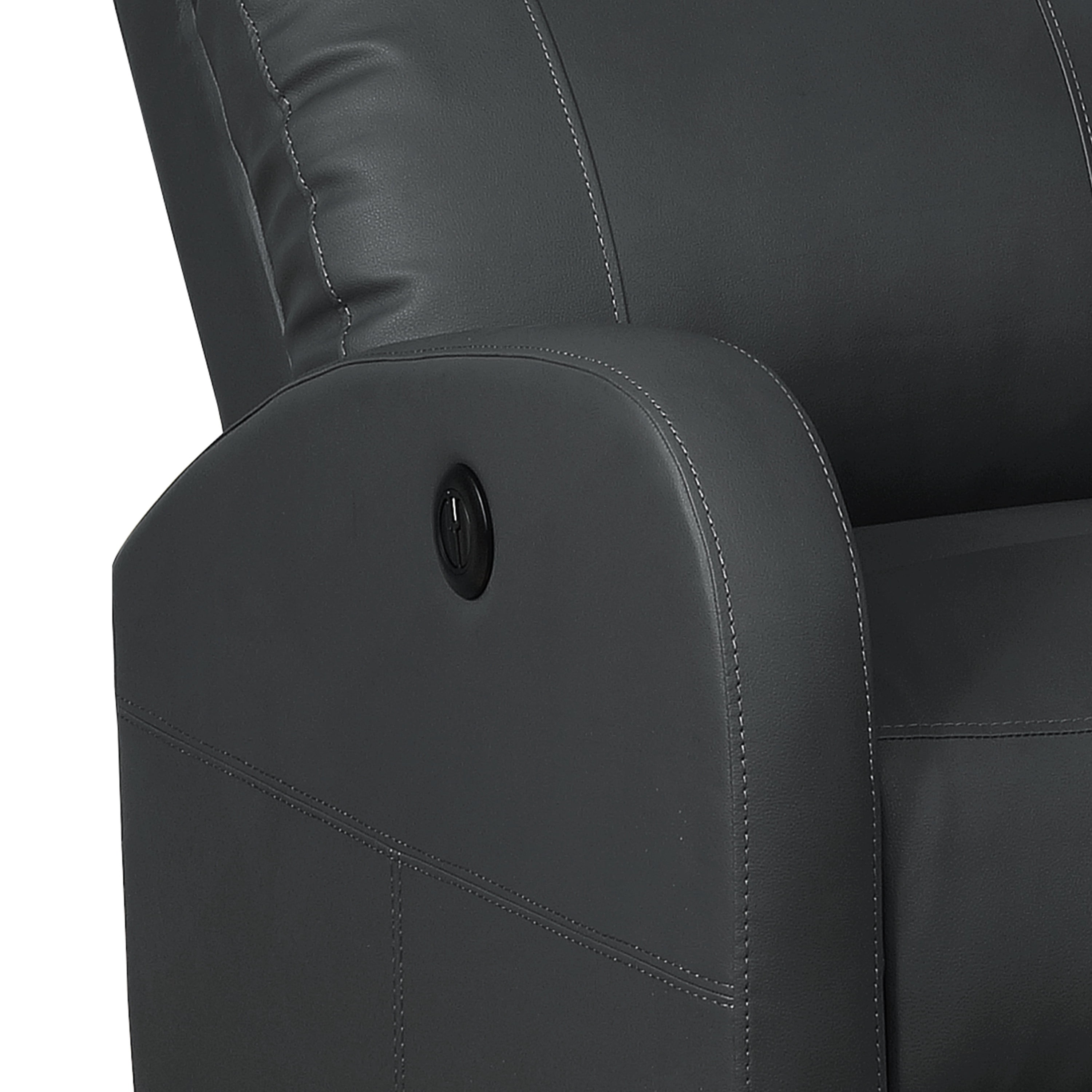 Leather Infused Upholstered Power Reclining Chair with Gentle Lumbar Massage, Black
