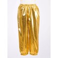thumbnail image 4 of Aislor Girls Shiny Metallic Dance Pants Festival Party Pants Disco Loose Harem Trousers Gold 14-15, 4 of 7