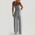 thumbnail image 4 of Women's Ribbed Tank Top and Oversized Wide Leg Pants Set, Soft Casual Loungewear Two Piece Outfit with Drawstring Waist, Relaxed Lazy Style Home Wear Suit for Daily Lounge and Casual Wear Light Ashy, 4 of 7