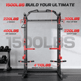 thumbnail image 3 of VIBESPARK Power Rack, 1500LBS Multifunction Power Cage with Dual Pulley Cable Crossover System, Squat Rack with More Training Attachments for Home Gym Full Body Strength Training, 3 of 8