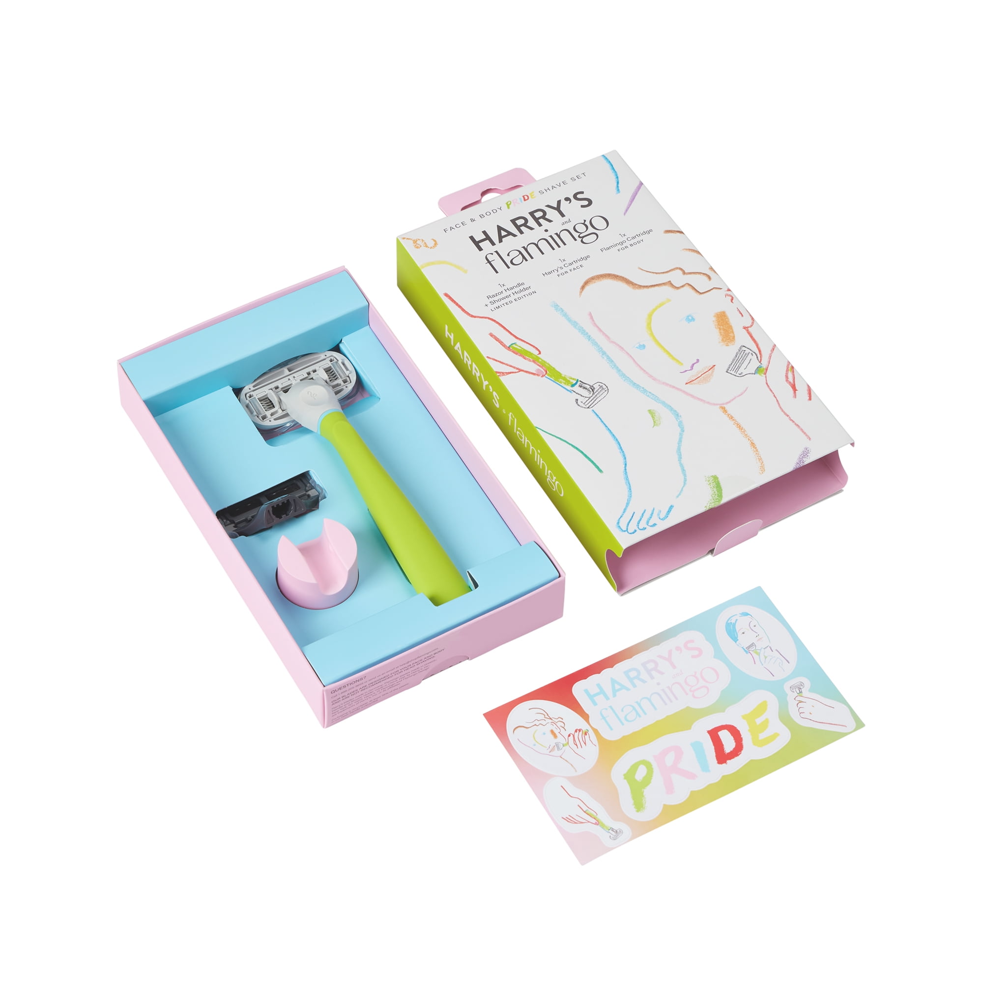 Harry's and Flamingo Pride Face and Body Shaving Razor Set, 4 Piece
