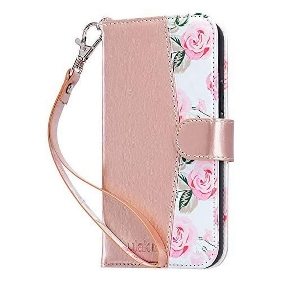 ULAK Compatible with iPhone 12 Wallet Case/iPhone 12 Pro Wallet Case with Card Holders, Designed Flip PU Leather Kickstand Shockproof Protective Phone Cover for iPhone 12/12 Pro 6.1'', Rose