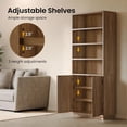 thumbnail image 5 of 70'' Tall Bookcase with Doors, 7-Tier Bookshelf with Cabinet & Adjustable Shelves, Wooden Floor Standing Display Bookshelves with Storage Cabinet for Living Room, Home Office, Walnut, 5 of 9
