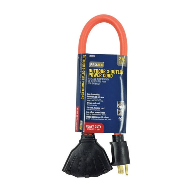 Cable de extensión Projex 60 cm naranja 12/3 STW 125V 15A 1875W