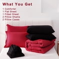 thumbnail image 7 of YEPCLUB Queen Size Comforter Set, 7-Piece Bed in a Bag, Ultra Soft Reversible All Season Bedding Set with Sheets, Pillowcases & Shams, Black and Red, 7 of 7
