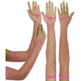 thumbnail image 3 of ToBeInStyle Womens Big Diamond Net Fingerless Long Arm Warmers Rave Gloves - Hot Pink, 3 of 6