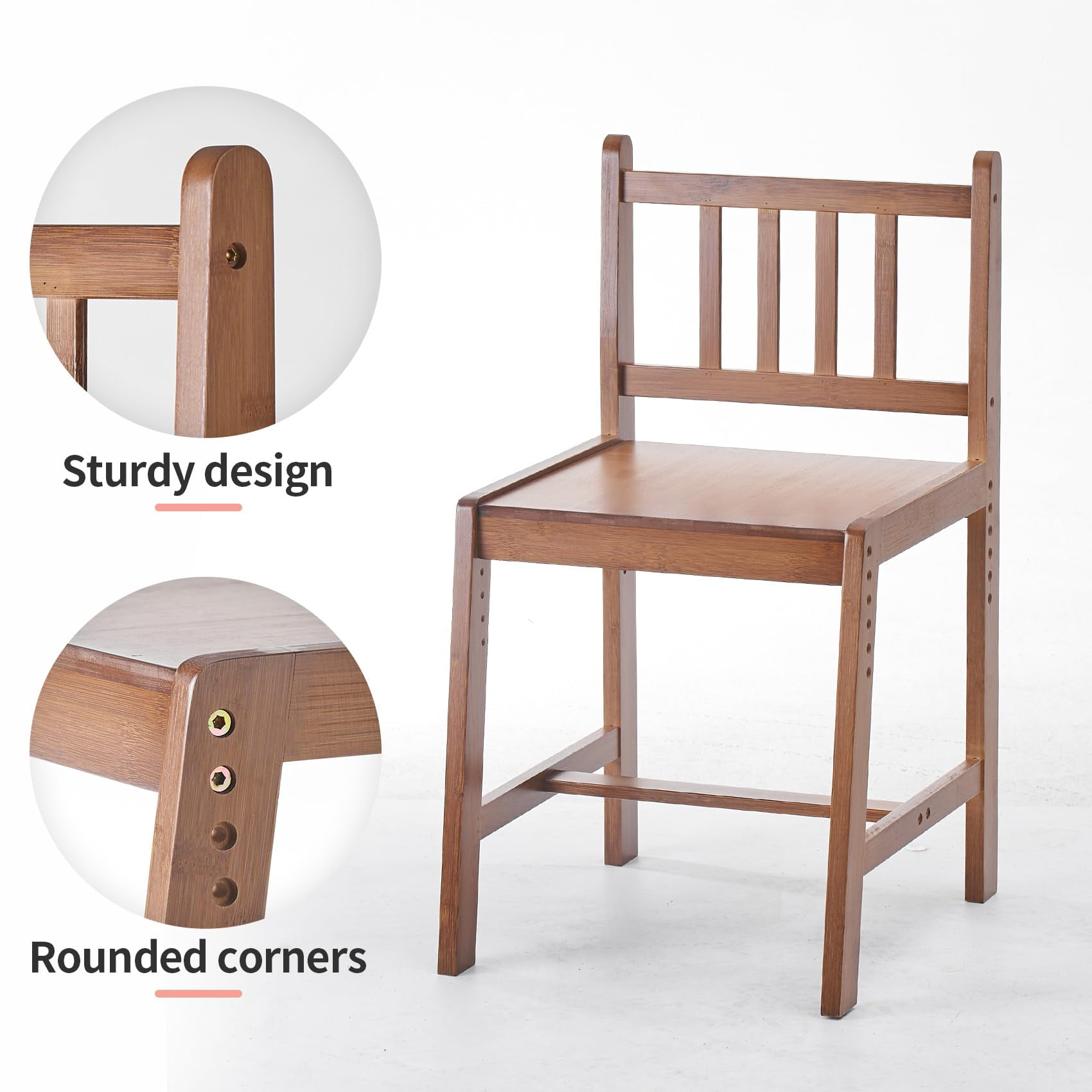 UNICOO® Height Adjustable Bamboo Kids Desk and Chair Set - Ergonomic Kid Desk and Chair Set for Study, Writing, and Homework - Durable and Eco-Friendly Kids' Desks (Antique Brown 01)