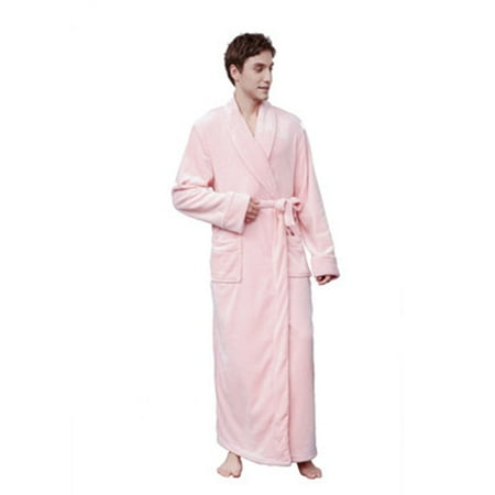 

YWDJ Silk Pajamas for Women Thick Flannel Solid Color Lapel Home Clothes Long Sleeved Hooded Robe Coat Pink M