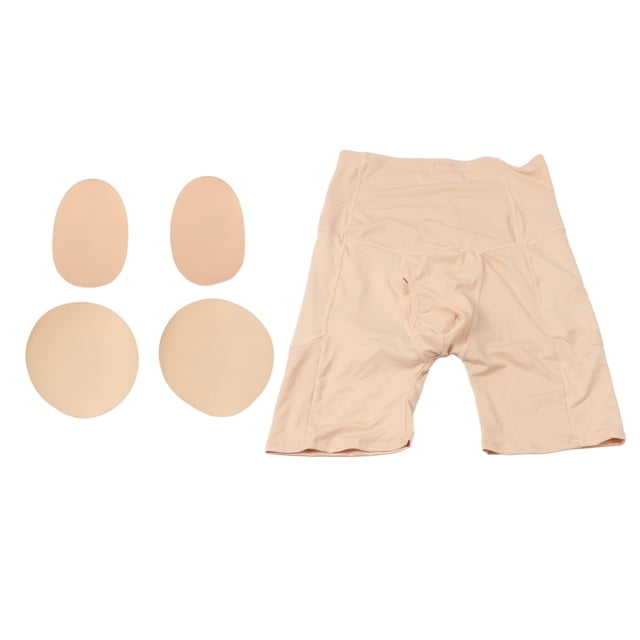 Calzoncillos tipo bóxer con relleno para hombre, levantadores de glúteos, cintura alta, realzadores de glúteos, pantalones de color puro, color piel, L