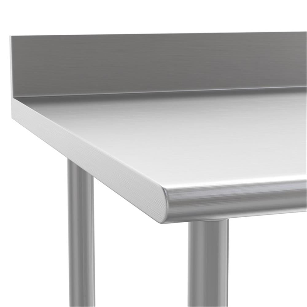Pemberly Row Stainless Steel Kitchen Prep & Work Table with Shelf & Backsplash