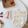 thumbnail image 7 of LYMAYTER ‌Baby Girls Newborn Toddler Short Sleeve Romper Cute Cherry Pattern Long Sleeves Bodysuit 3M-24M, 7 of 7