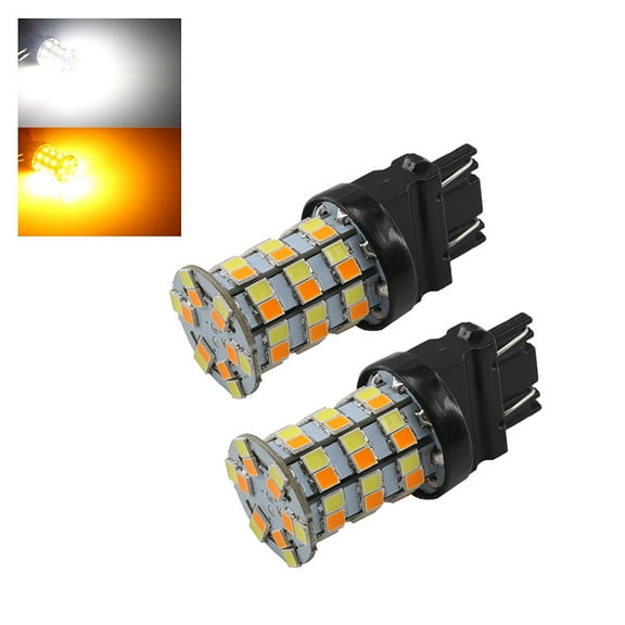3157 High Power White/Amber Yellow Dual Color 2835 60-SMD Type 1 Switchback Turn Signal Light Bulbs (3157, White/Amber)