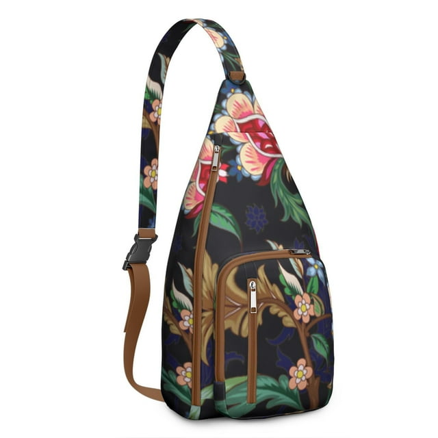Chic Bohemian Sling Pack - Elegant Vintage Paisley Pattern, Anti-Theft Compact Backpack for Urban Explorers