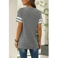 thumbnail image 6 of TEMOFON Womens Tunics Tops Loose Casual Striped Shirts Short Sleeve Crewneck Tops Summer Cute T-Shirt Lightgrey Y2K Tees, 6 of 6