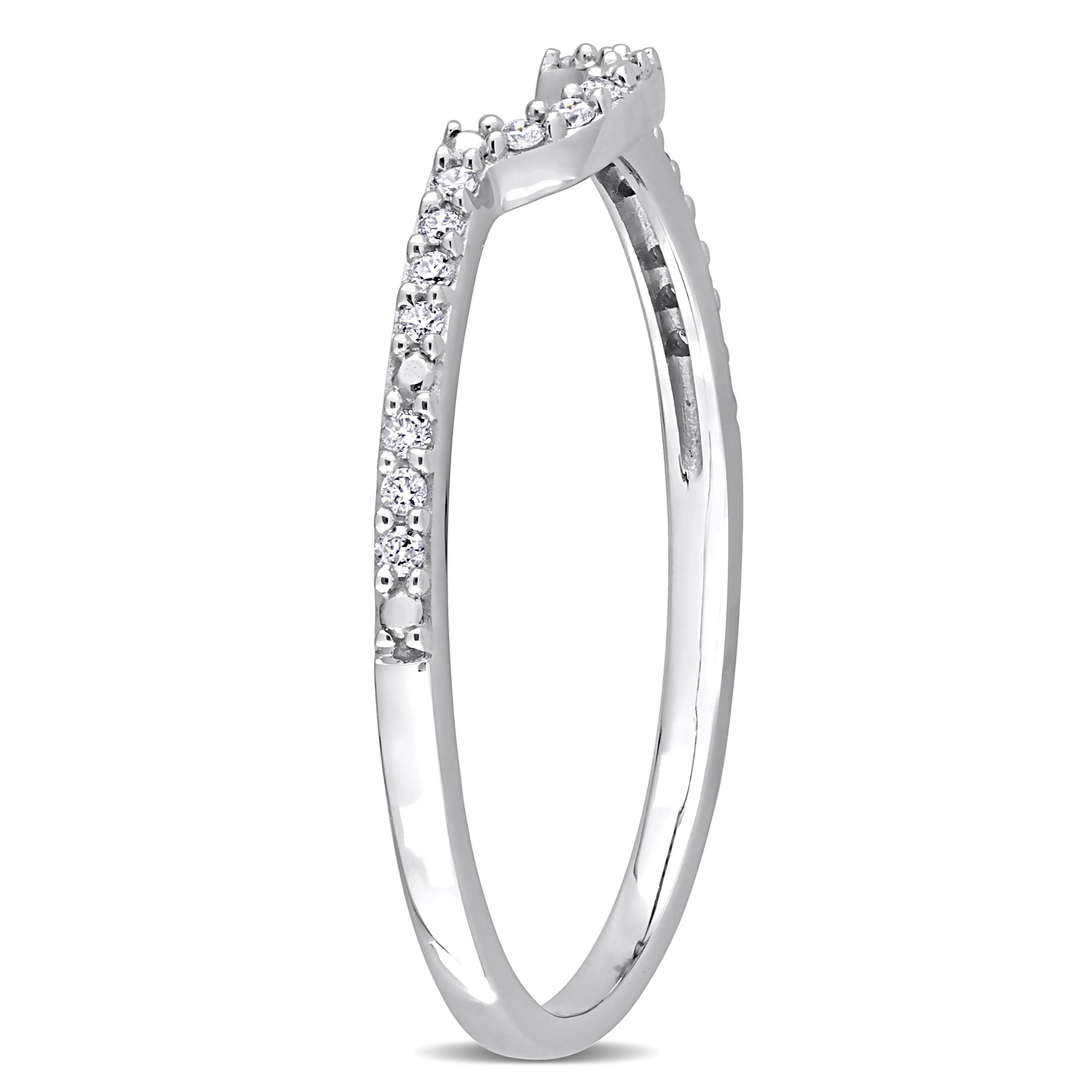 Miabella Women's 1/10 CT T.W. Diamond 14kt White Gold Wedding Band