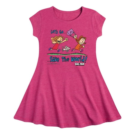 

Dog Man - Let s Go Save The World - Toddler And Youth Girls Fit And Flare Dress