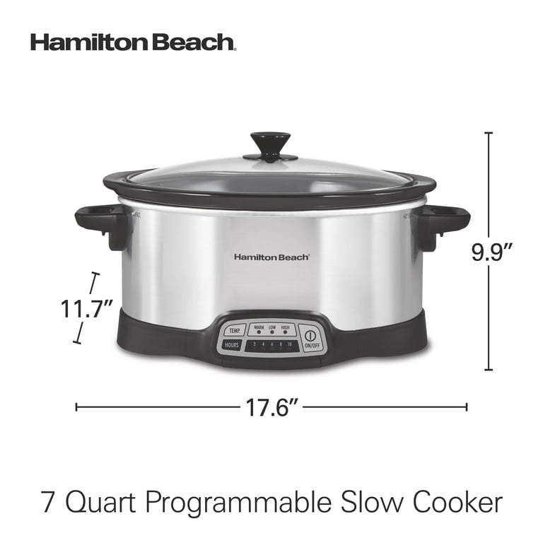 Hamilton Beach Programmable Slow Cooker 7-Quart with Lid Latch Strap Black