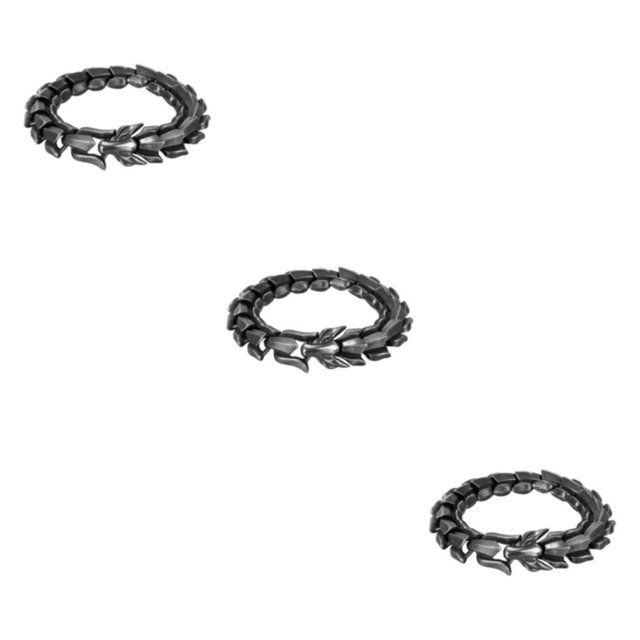 Thinsony Distinctive Gothic Punk Dragon Scale Bangle 48 inches Cool and Contemporary Black 7.48 Inch 3Set