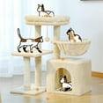 thumbnail image 2 of Demi Bonn 28.5'' Tall Cat Tree Tower, Three Tier Cat Tree House for Indoor Cats Modern Kitten Cat Climbing Tree, Beige, 2 of 7