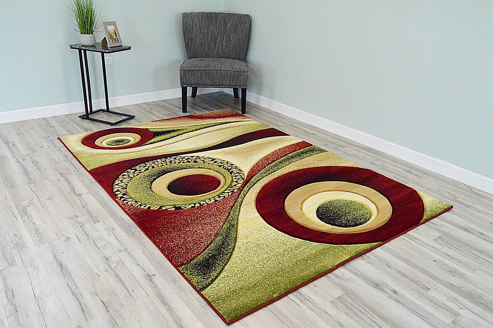 2x4 CARVED CIRCLES ABSTRACT GEOMETRIC MAT RUG 5 COLORS 