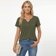thumbnail image 3 of SUNBS Shirts for Women Short Sleeve Blouses Summer V Neck Tops Casual Dressy Boho Tunic Business Work Clothes School Outfit, 3 of 8