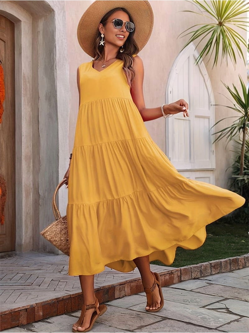 ginger dress women Maxi 100% Polyester Imported Women Solid Color Casual Midi