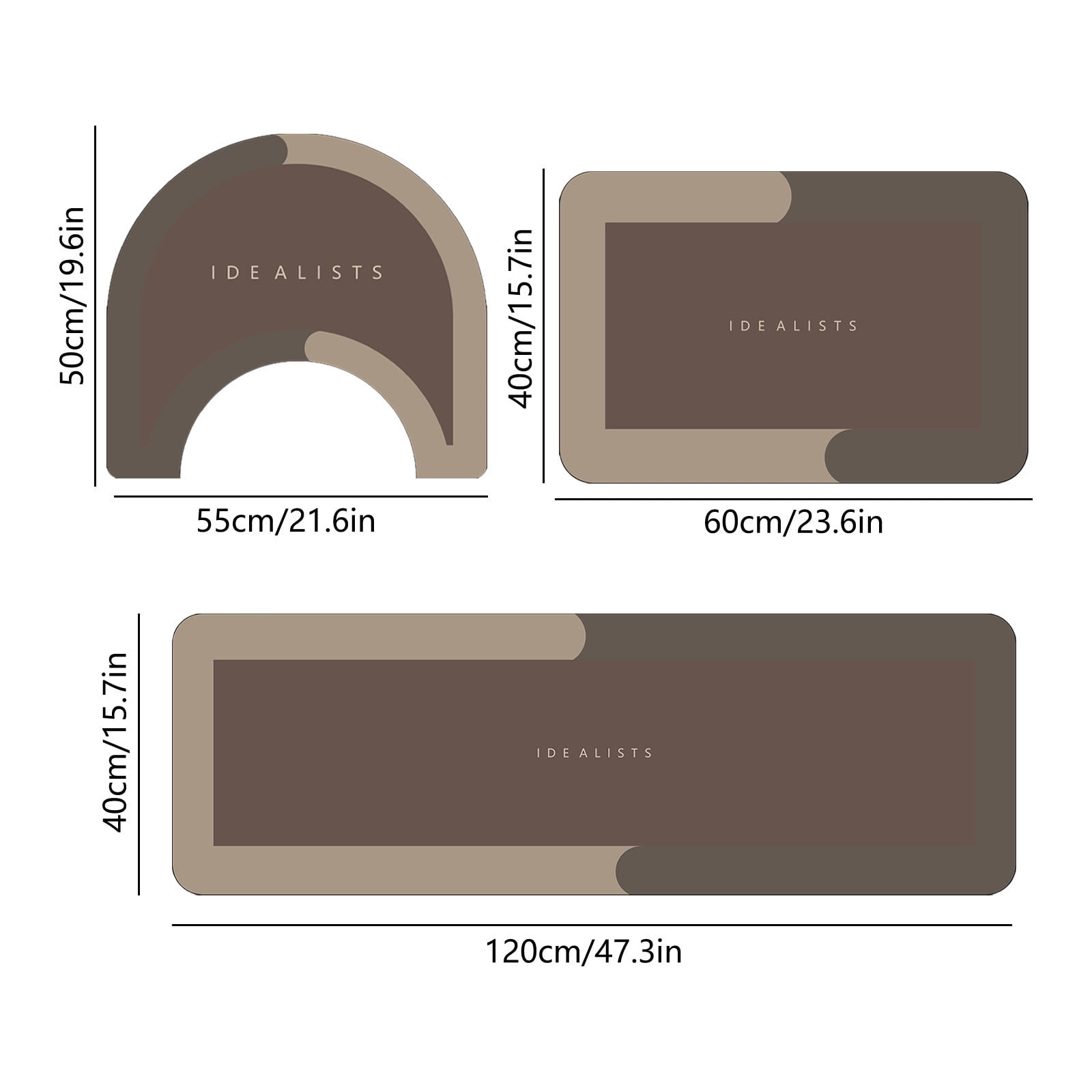 AuroraX Stone Bathroom Rug Set 3 Piece with Brown Absorbent Non Slip Rubber-Backed Diatomaceous Earth Bath Mat Long Rug Runner U-Shaped Toilet Rug Quick Dry Washable Bath Rug Set for Bathtub Home