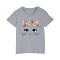 thumbnail image 2 of piuwrlz Kid Short Tops for Girls Short T-Shirts Sleeve Fashionable Printed Cotton T Shirt Top Gray Size 7 Years, 2 of 4