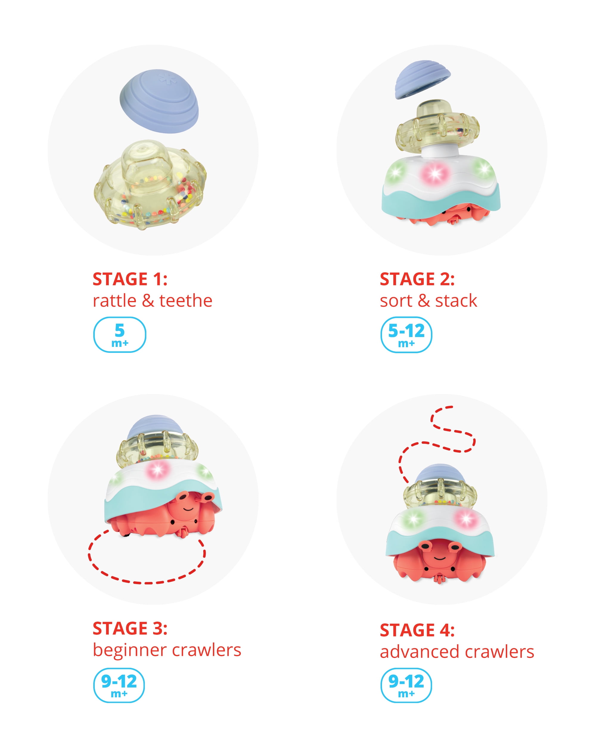 Skip Hop Stack & Crawl 4-in-1 Crab Baby Crawl Toy
