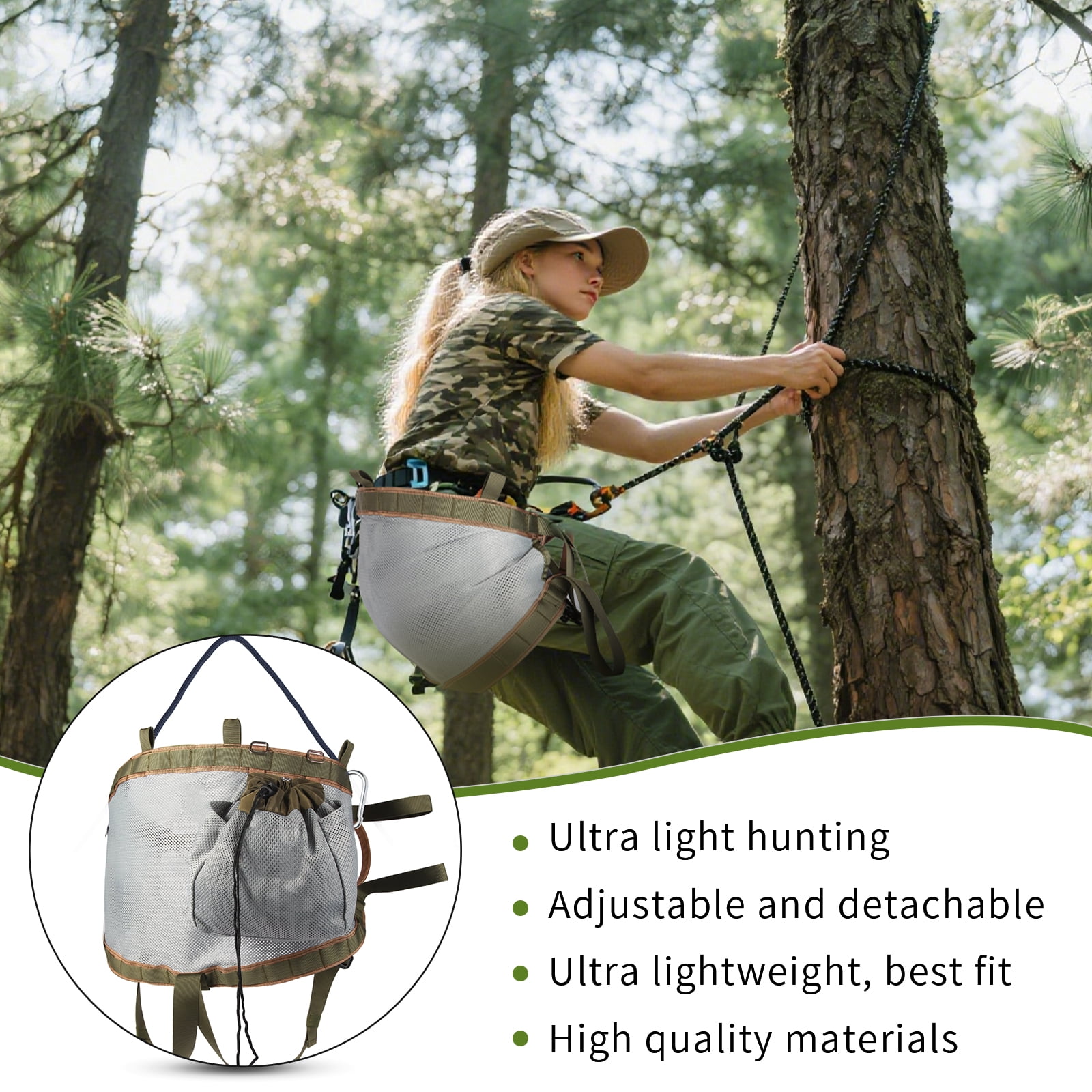 HYIUNOVA Hunting Tree Saddle Ultralight 2.2 lb Breathable Mesh, 300 lb Capacity, 1-Pack