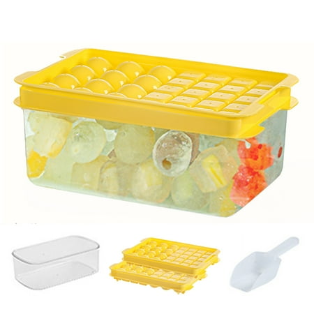 

RUNWIN Ice Mold Ice Cube Tray with Lid Food Grade Silicone Ice Cube Tray Releases All Ice Cubes in One Second Reusable 64 Ice Cube Trays C43