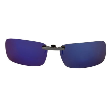 Unisex Travel Gradient Blue Lens Rimless Clip On Polarized Sunglasses Eyewear
