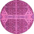 thumbnail image 1 of Ahgly Company Indoor Round Abstract Pink Modern Area Rugs, 5' Round, 1 of 4