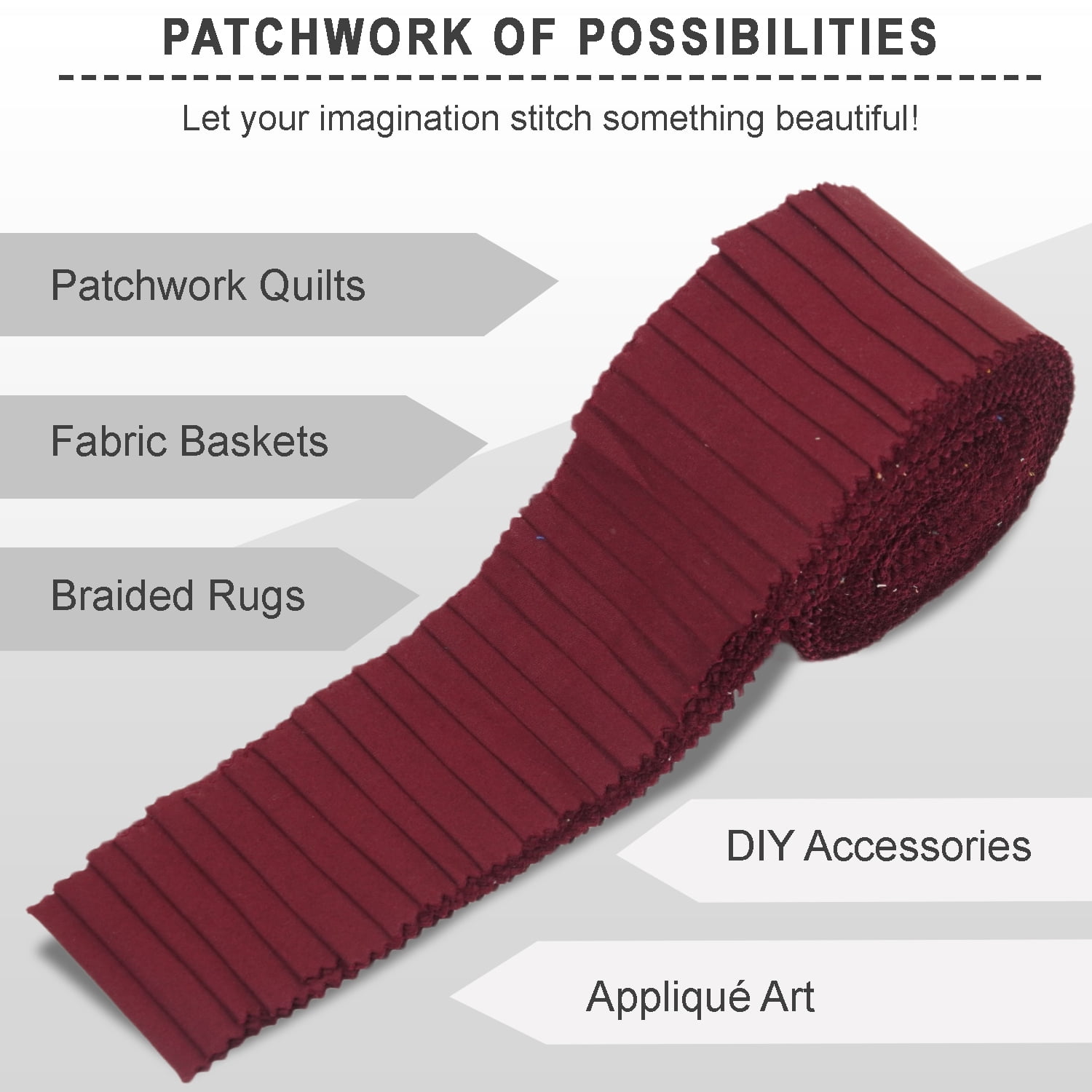 Soimoi Solid Jelly Roll Fabric Strips for Quilting, 1.5" Precut Fabric for DIY, 40 Strip Assorted Bundle, Jelly Roll For Scrapbooking, Perfect Quilting Fabric for Sewing, Craft - Blood Maroon