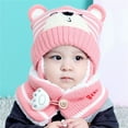 thumbnail image 2 of HUANBAI Baby Boy Girl Winter Hat Toddler Bear Ear Cap Beaniess Hat With Scarf Fleece Lined Knitted Cap Neckwarmer For Kids 2 Pieces One Size, 2 of 6