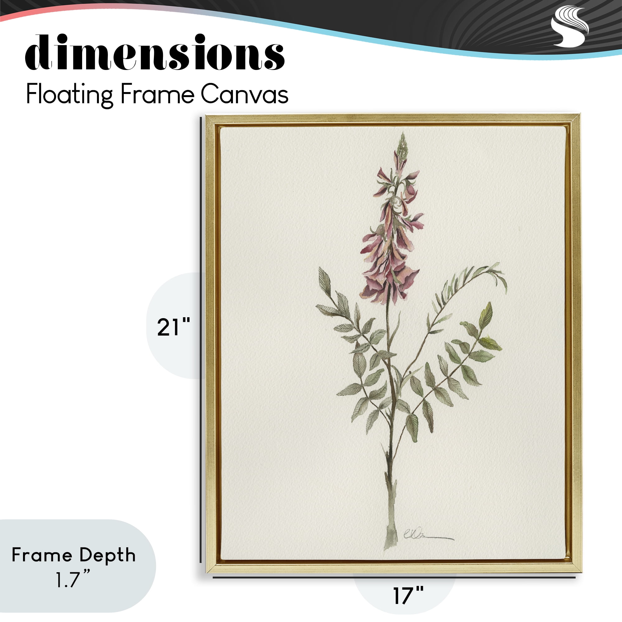 Stupell Industries Nature's Delicate Herb Sprig Gold Framed Floater Canvas Wall Art, design by Cady Driver