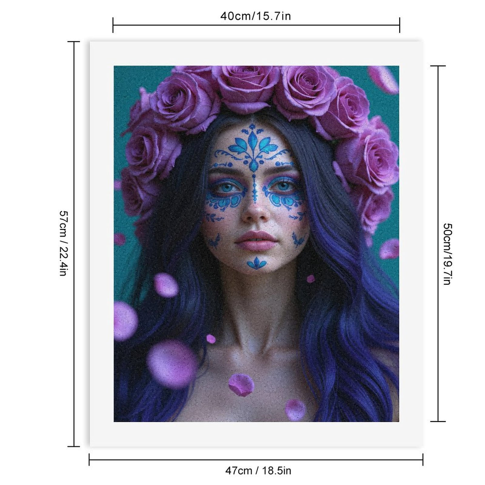 Paint By Numbers Kit for Adults Beginner - DIY Purple Roses Face Art Beauty Canvas Painting Kits for Adults, Frameless Paint By Number for Adults for Home Wall Decor 16x20 Inch