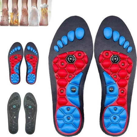 Unisex Magnetic Arch Support Insoles (Size M 40-43) Ergonomically Designed Pain Relief Massage Points Red Insoles
