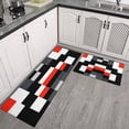 thumbnail image 3 of Black White Geometric` Kitchen Rugs and Mats Sets Of 2,Kitchen Decoration Rugs,Rubber Backing Non-Slip Floor Mat for Sink Washable Waterproof Laundry Room Runner Rugs, 3 of 7