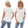 thumbnail image 4 of FLMEI Women's T-Shirts Short Sleeve Cotton Square Neck Summer Casual Tees Tops Pullover Short Sleeved S-XXL, 4 of 9