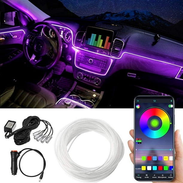 SAYDY Éclairage LED de voiture intérieur, lumière d'ambiance intérieure de  voiture 5 LED 6M, avec contrôleur APP et chargeur de voiture, lumières LED  pour intérieur de voiture 