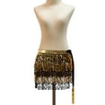 thumbnail image 6 of Glitter Belly Dance Hip Skirt Tassel Scarf for Stage Performance Rumba Samba Gold and Black, 6 of 8
