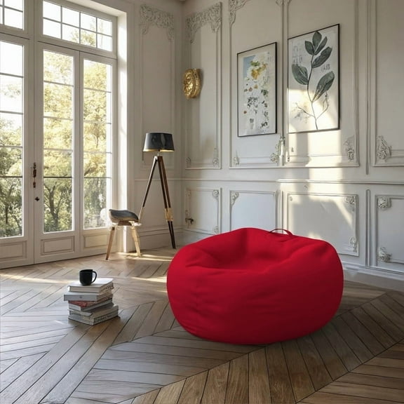 Covers & all Ultra-Supportive Pear Shaped Bean Bag with Sunbrella Fabric, UV Resistant Bean Bag Lounger - Canvas Jockey Red (L, 24 L x 24 W x 35 H inch)(Beans not included)