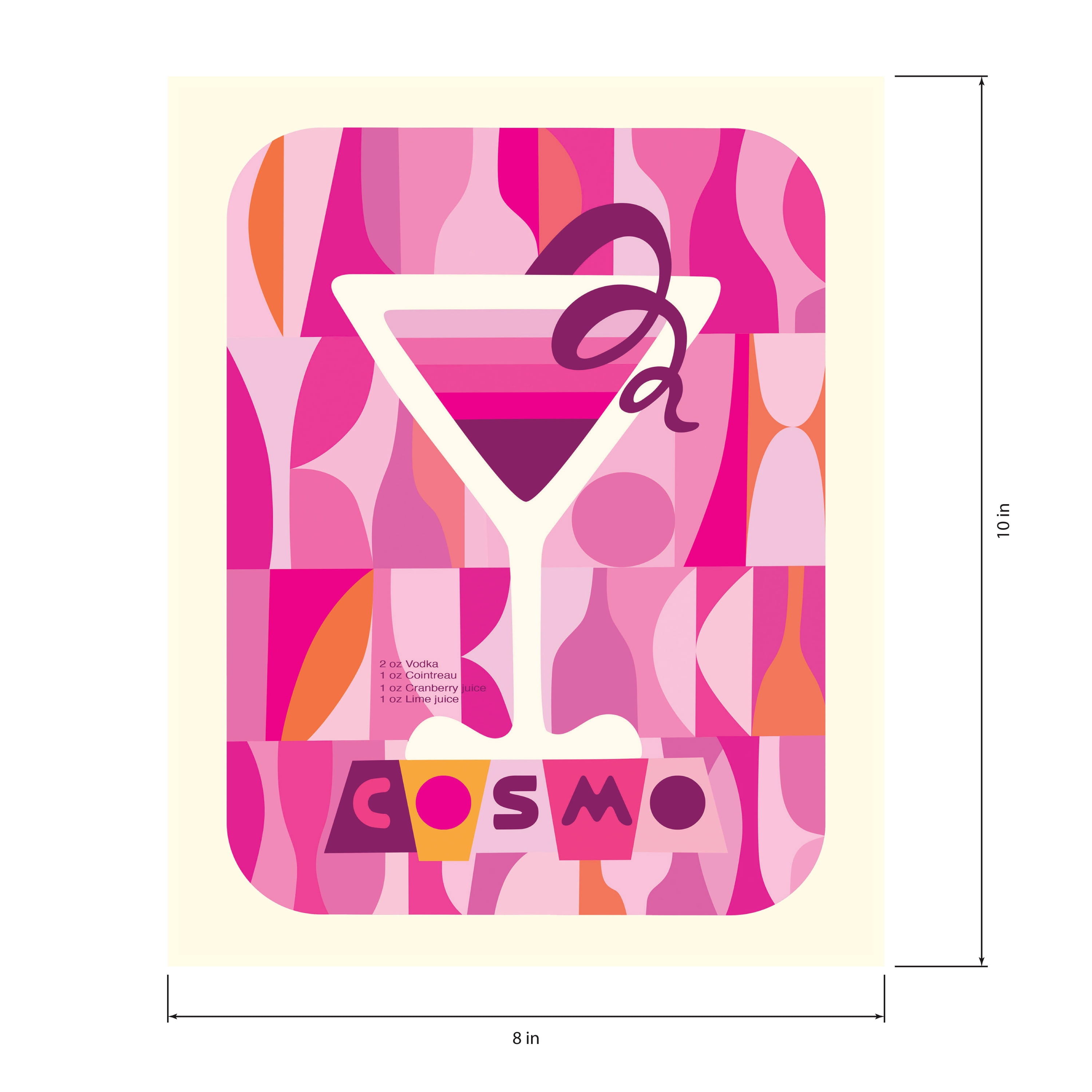 (2 pack) DesignOvation Cocktail Recipes Unframed Art Prints 8” x 10” Set of 3 by Rachel Lee