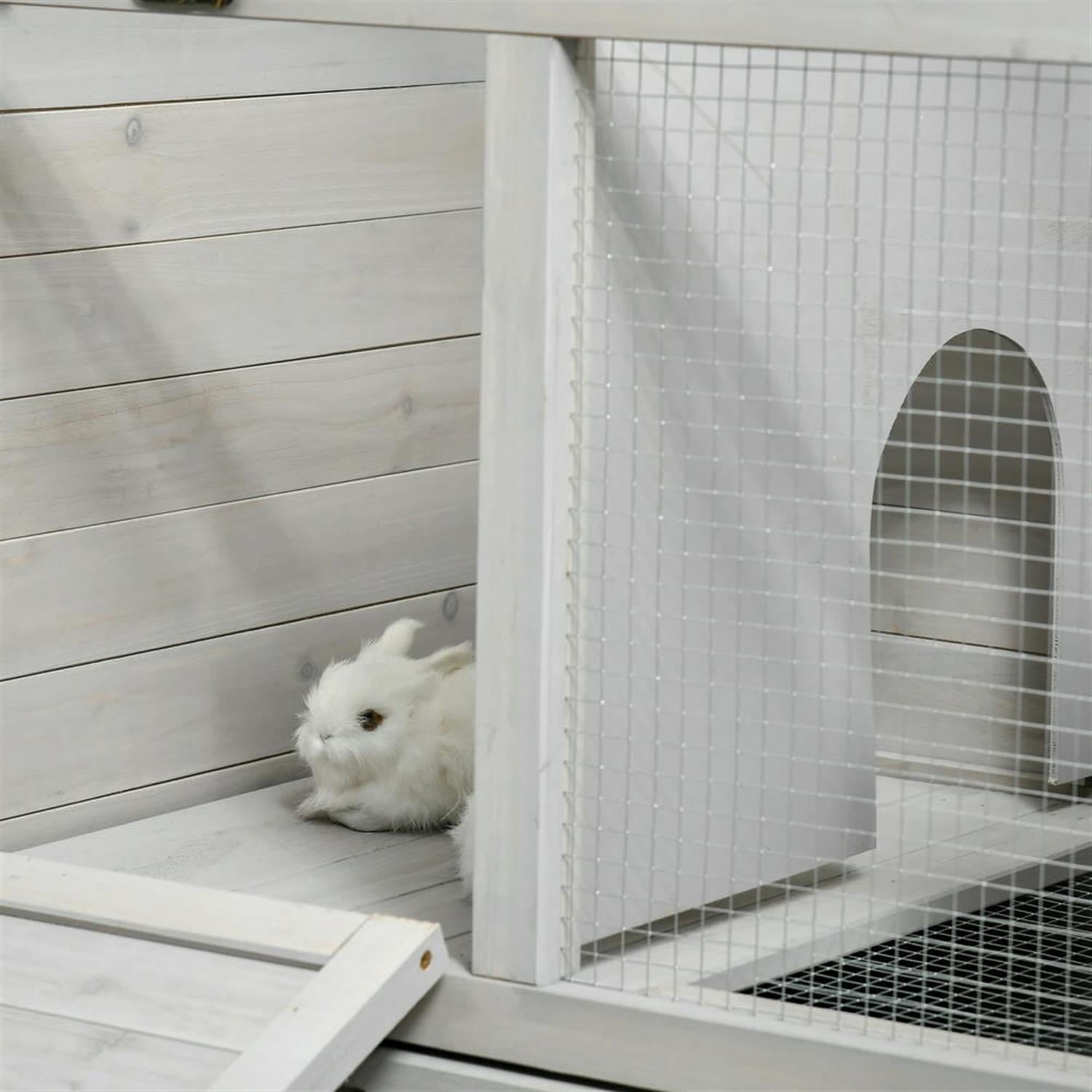 Kadyn 54" Wooden Rabbit Hutch with Wheels and Divided Board, Outdoor Small Animal Habitat Enclosure Bunny Cage for Bunnies, Guinea Pigs, Gray Kadyn 54" Wooden Rabbit Hutch with Wheels and Divided Board, Outdoor Small Animal Habitat Enclosure Bunny Cage for Bunnies, Guinea Pigs, Gray